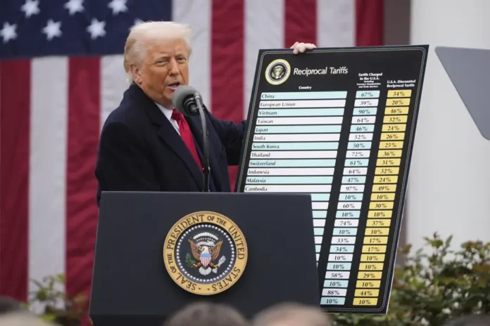 dtrump Le président des États-Unis Donald Trump lors de l’annonce des droits de douane réciproques, le 2 avril dernier.