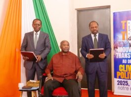 La partie du PPA-CI, parti fondé par l’ex-président Laurent Gbagbo, a été signée par le professeur Danon Djédjé, tandis que celle du Parti démocratique de Côte d’Ivoire (PDCI) a été signée par Akossi Bendjo, vice-président de la formation politique.