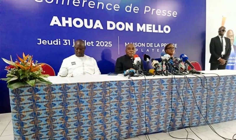 Ahoua Don Mello en conférence de presse ce jeudi 31 juillet 2025, à Abidjan. (Ph: Dr)